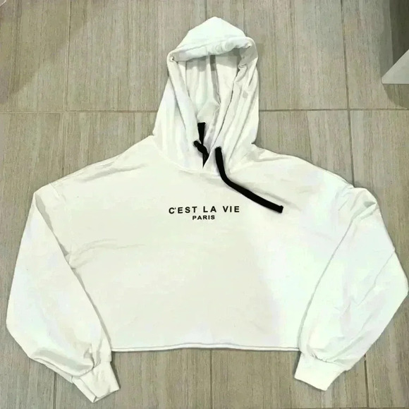 Tops - Cropped Fashion Womens Hooded Sweatshirt